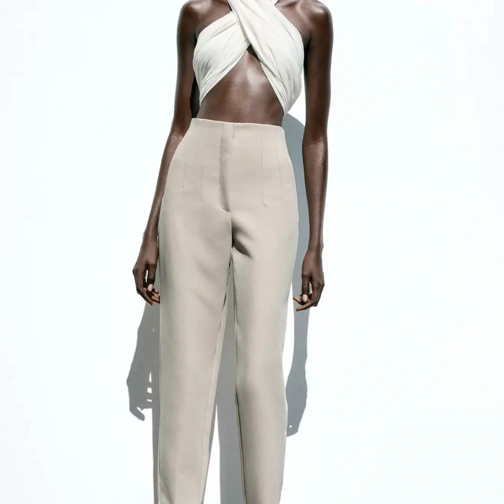 NWT (Camel) NWOT (off white) ZARA high waisted work pants - Picture 1 of 3